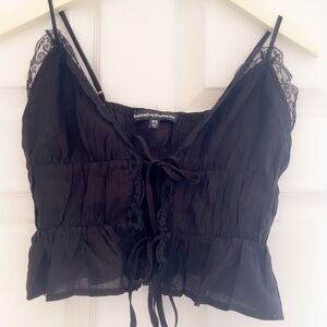 PAC sun third Charm Black Lace Trim Camisole Top